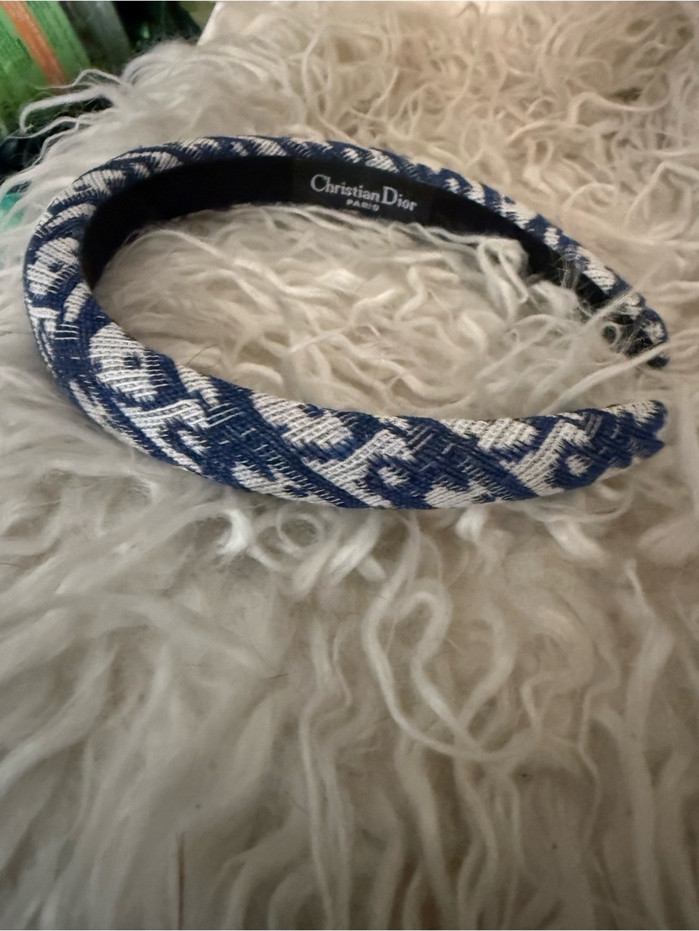Blue and White Jacquard Padded Headband
